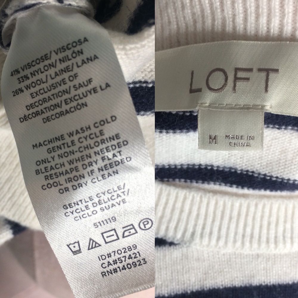LOFT striped apple embroidered sweater Wool blend - Picture 12 of 12